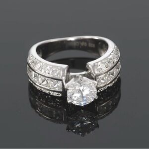 NWT-Round Cut SS CZ Channel Set Princess Solitaire Engagement Ring